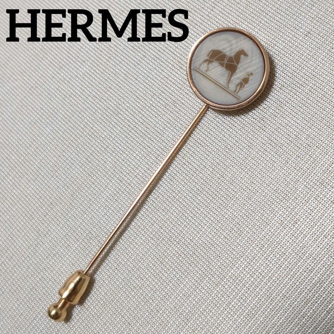 HERMES　エルメス　コロゾ　ピンブローチ　馬　ゴールドカラー
