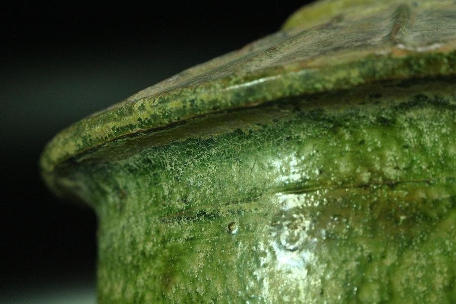 中国美術 緑釉 菌 後漢 時代物(K-A357)