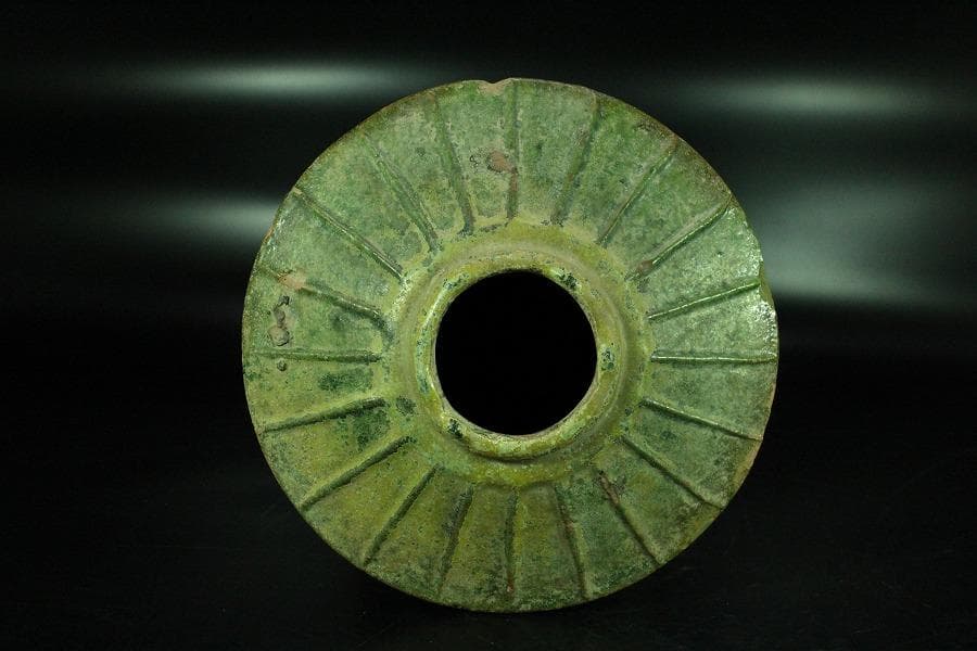 中国美術 緑釉 菌 後漢 時代物(K-A357)