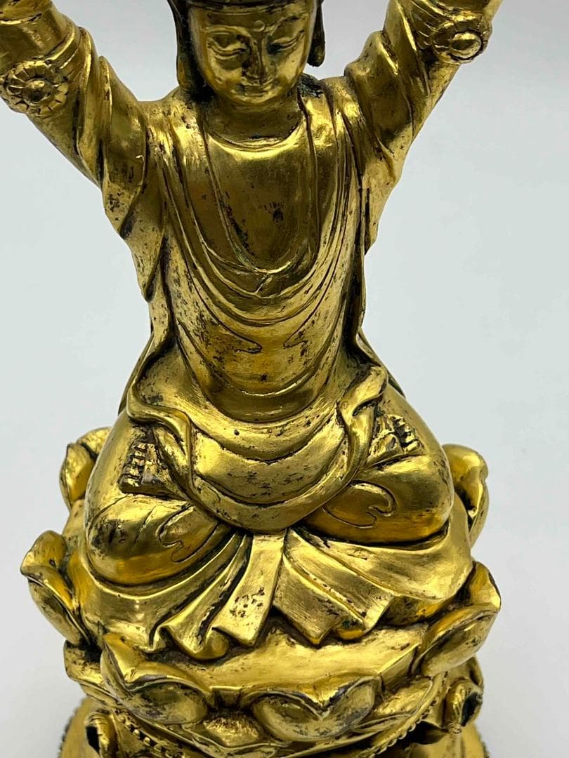 唐時代　金銅釈迦様立像　阿弥陀如来　金銅仏　唐物　仏教用品(C-80)