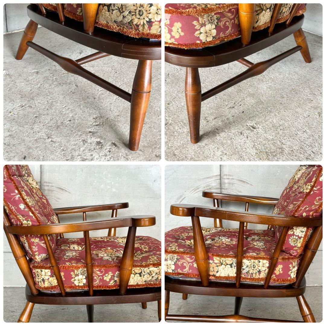 ✿飛騨産業✿ キツツキマーク 花柄 ソファー乗鞍シリーズ アームチェアー