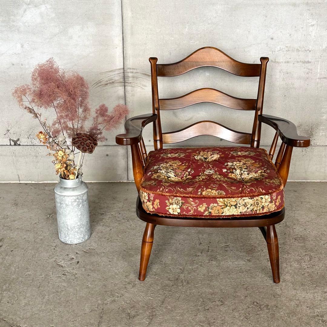 ✿飛騨産業✿ キツツキマーク 花柄 ソファー乗鞍シリーズ アームチェアー