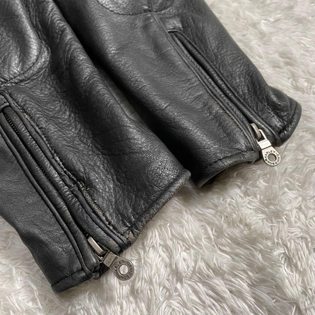 ハーレーダビットソン シングルライダースジャケット スカルデザイン 反射材付き