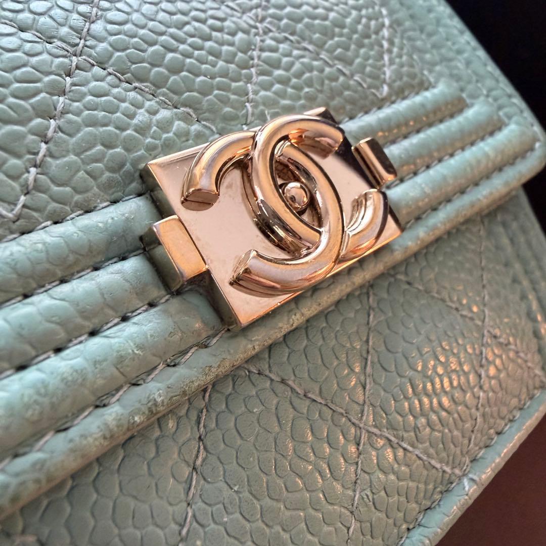 CHANEL ボーイシャネル 三つ折り財布 ミントグリーン