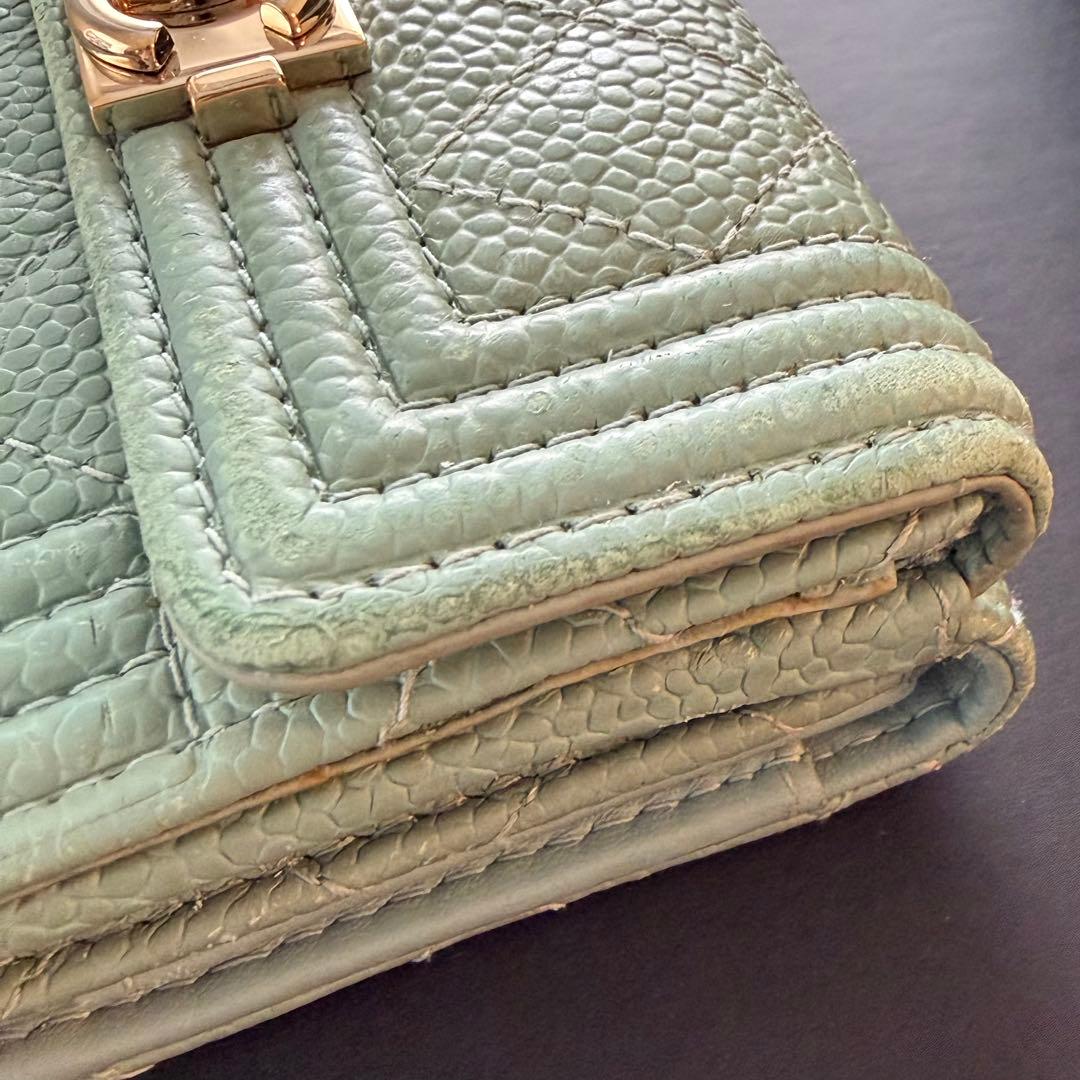 CHANEL ボーイシャネル 三つ折り財布 ミントグリーン