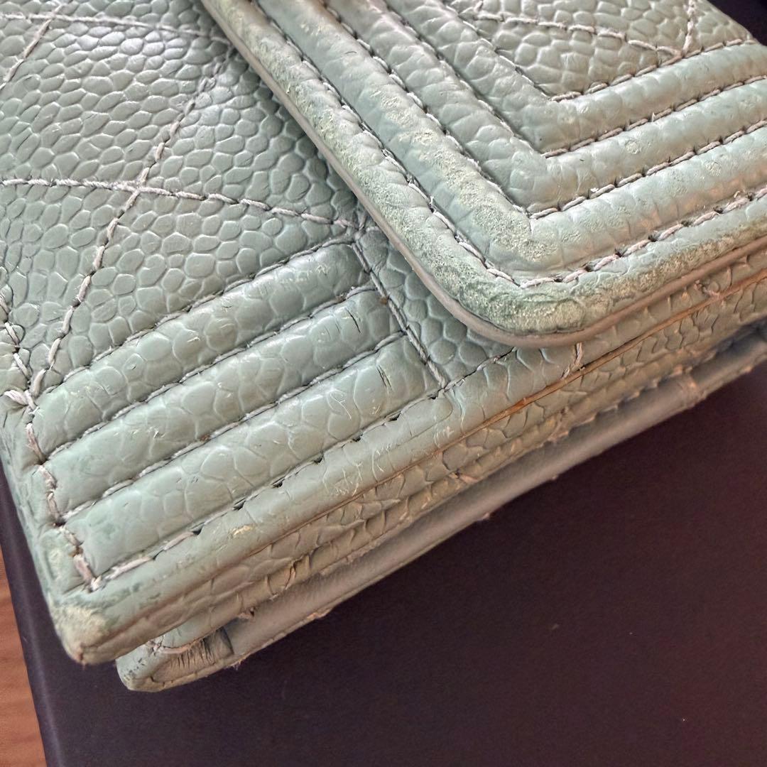 CHANEL ボーイシャネル 三つ折り財布 ミントグリーン