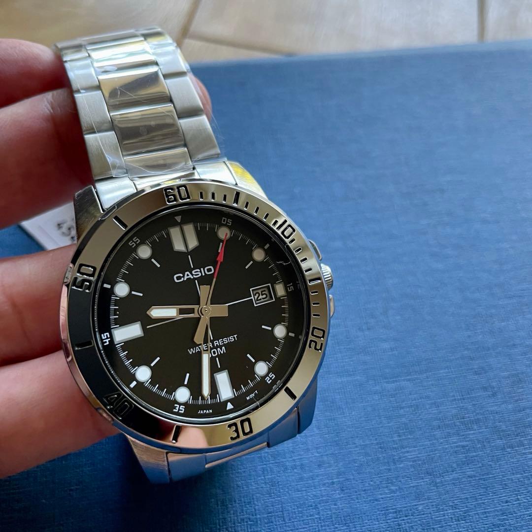 カシオ アナログ腕時計　海外逆輸入　新品　ビッグフェイス　ステンレスモデル