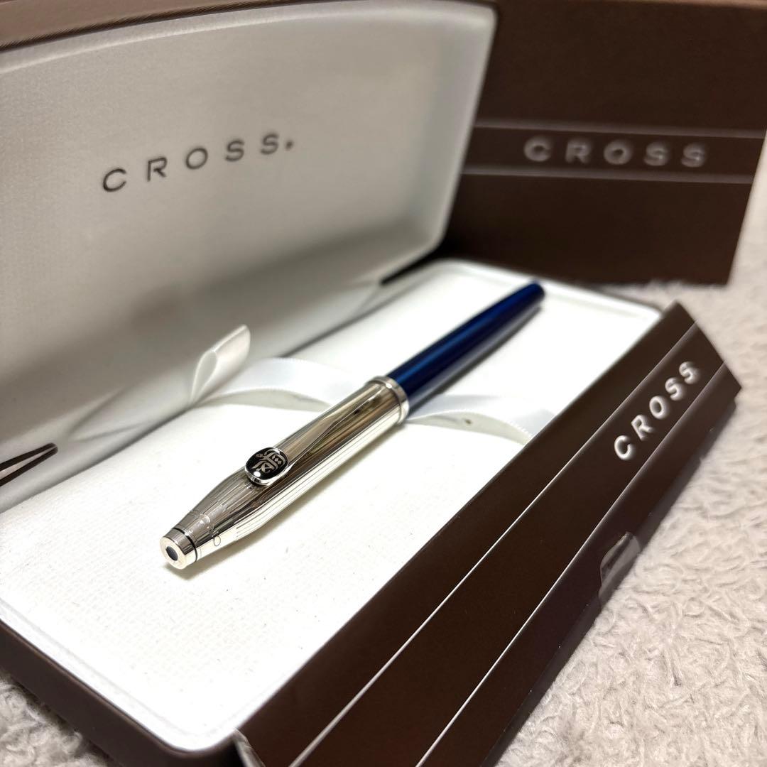 CROSS クロス シルバーカラー　ネイビー　万年筆 18Kペン先　希少