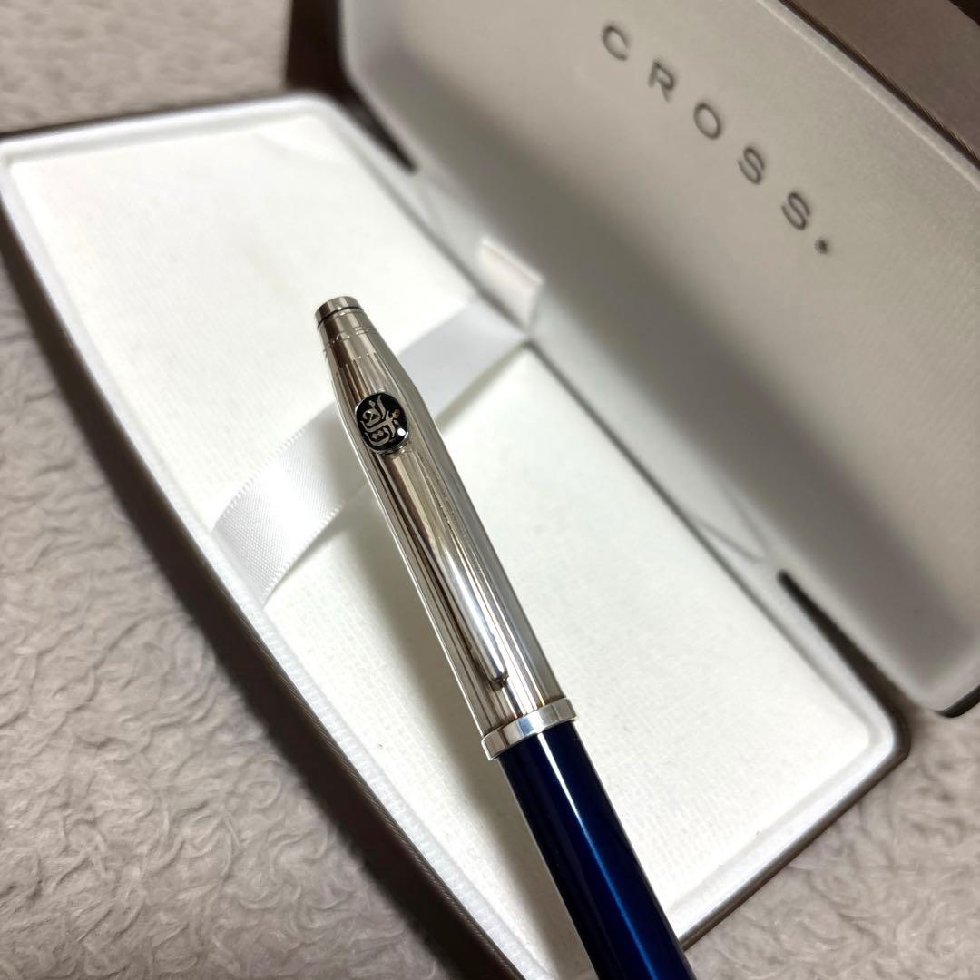 CROSS クロス シルバーカラー　ネイビー　万年筆 18Kペン先　希少