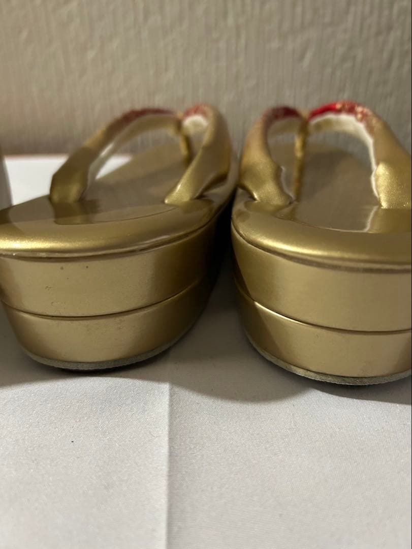 花柄ゴールド 草履バックセット　LL振袖　成人式　華やか