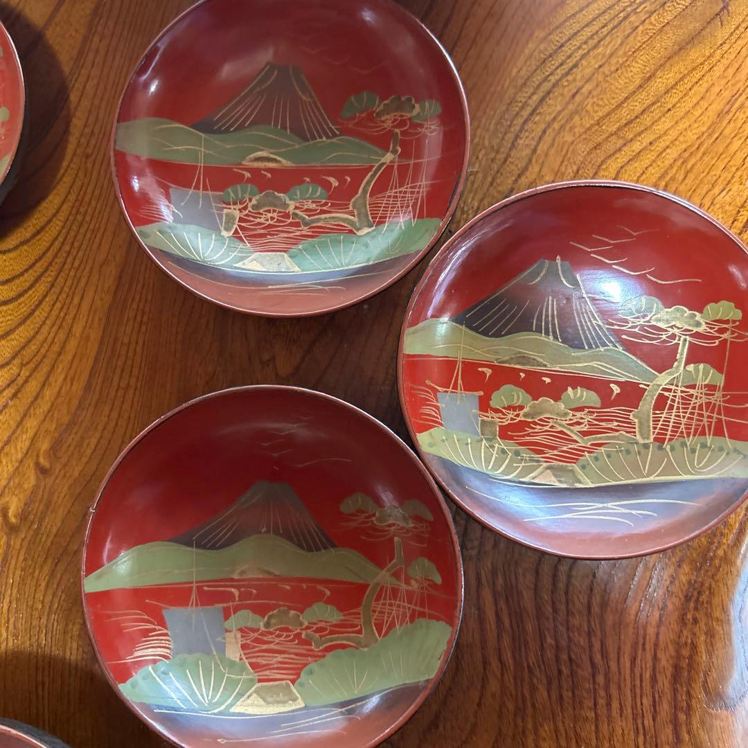 吸物椀　蓋付絵柄富士山10客