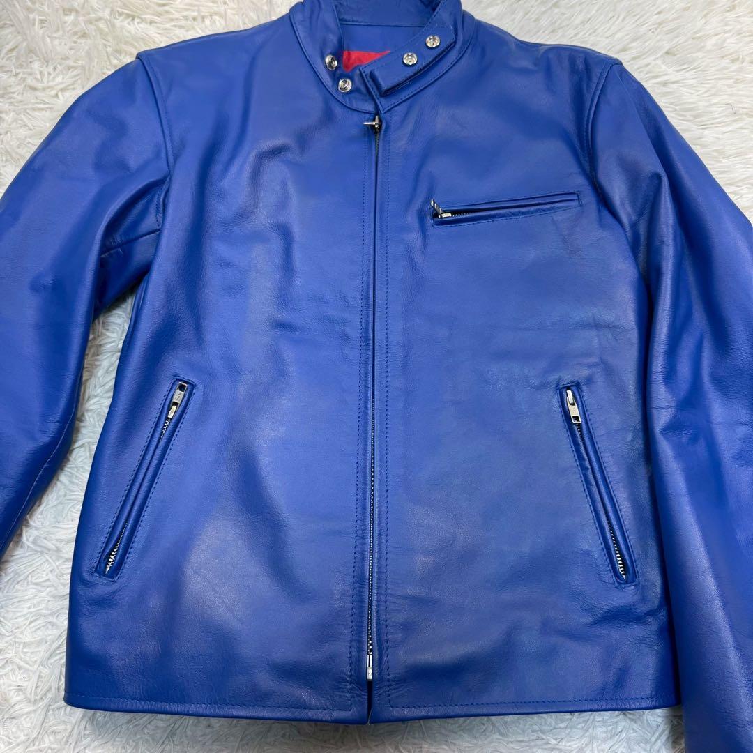 美品✨ HORN WORKS シングルライダース ブルー キルティング L