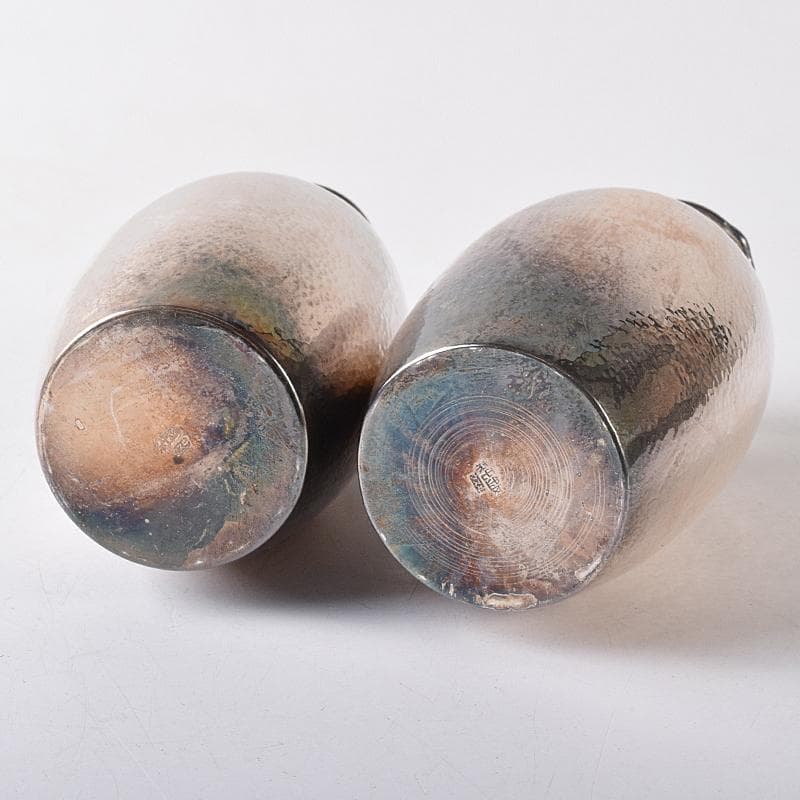 ウスヰ謹製　純銀製　酒器　ちろり二本　酒盃三客　計約258g　共箱　FR8220