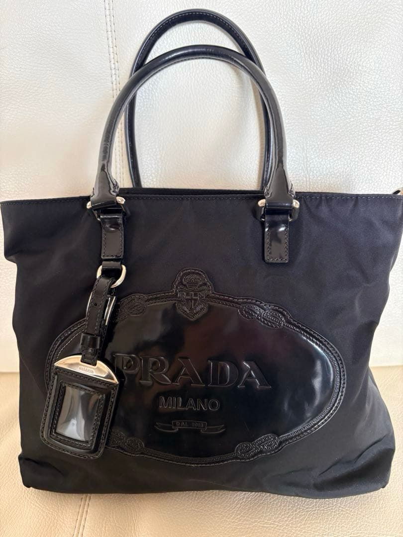 PRADA プラダ ナイロントートバッグ ブラック／ショルダーベルト付