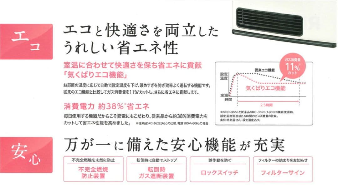 Rinnai SRC-385E ガスファンヒーター（プロパン用）