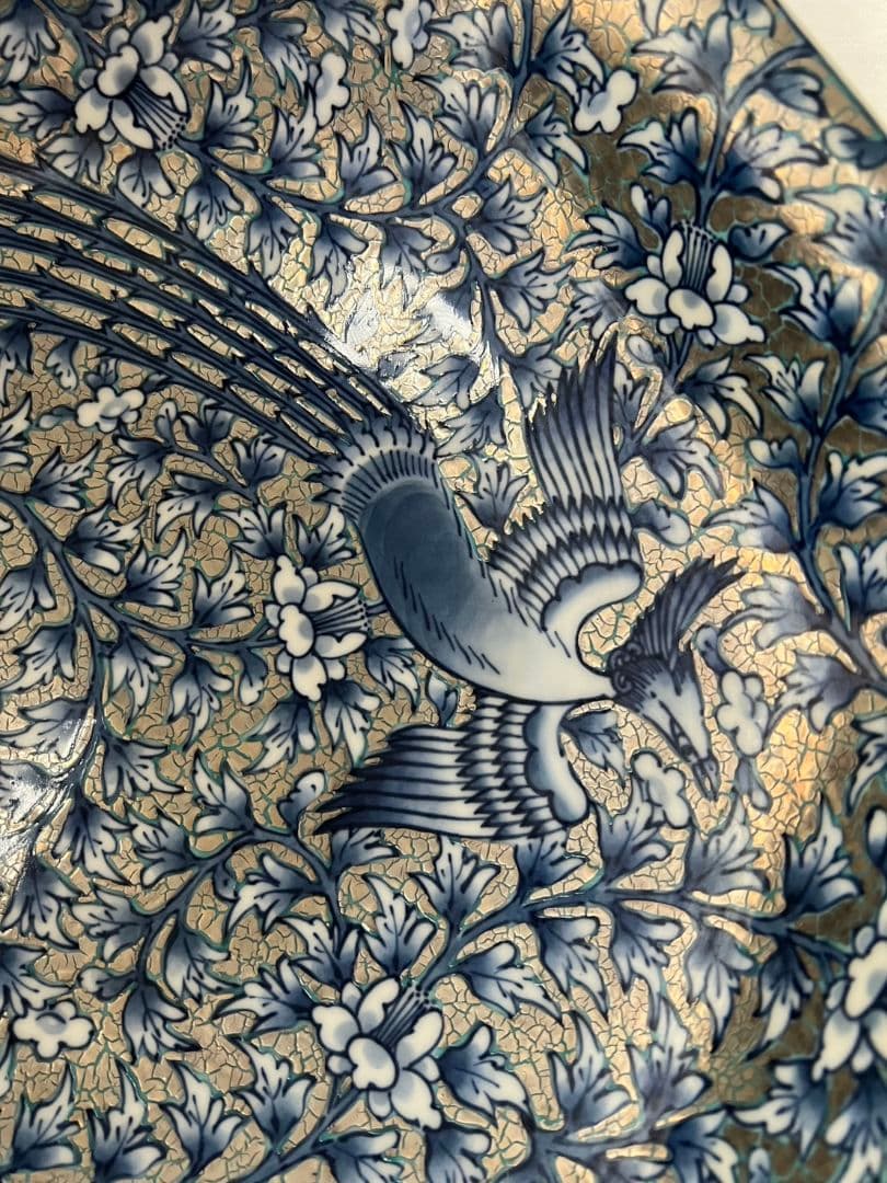 極上白金彩鳳凰文飾皿 46cm 藤井朱明 有田焼