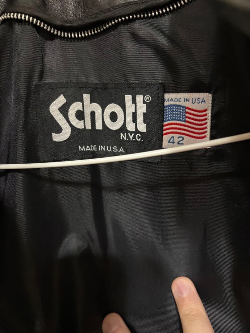 Schott シングルライダース 641 ブラック 42