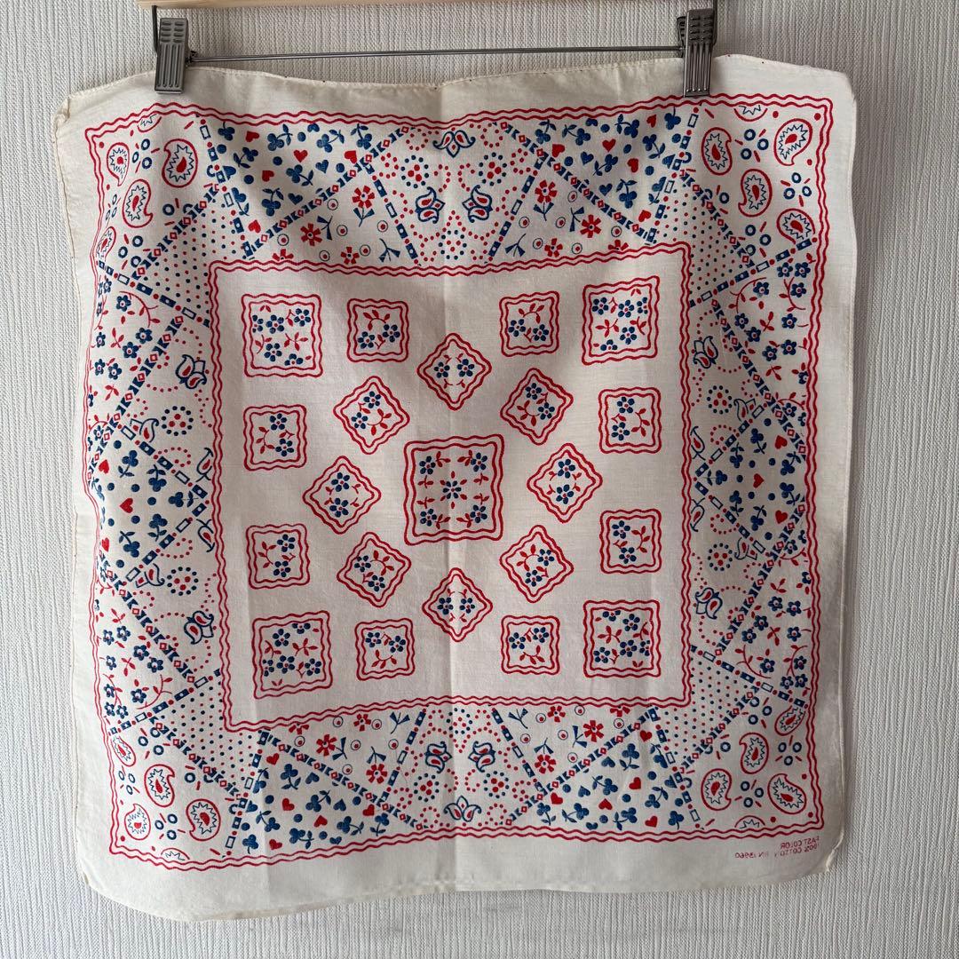 希少 70s クッキー　トリコカラー　ヴィンテージバンダナ