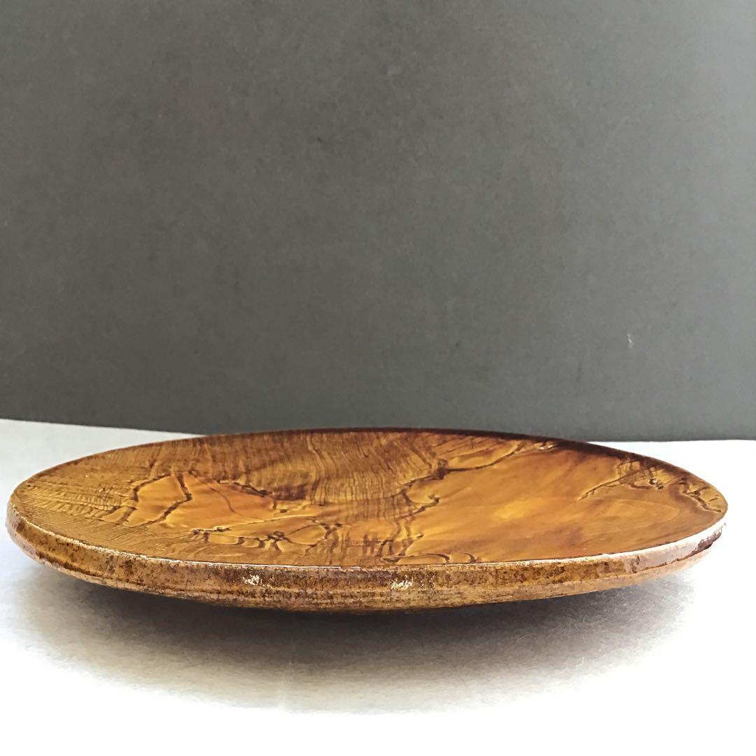 茶道具　飴釉　菓子器　楽焼菓子皿　孤葊(こあん)造　紙箱　S151KZ