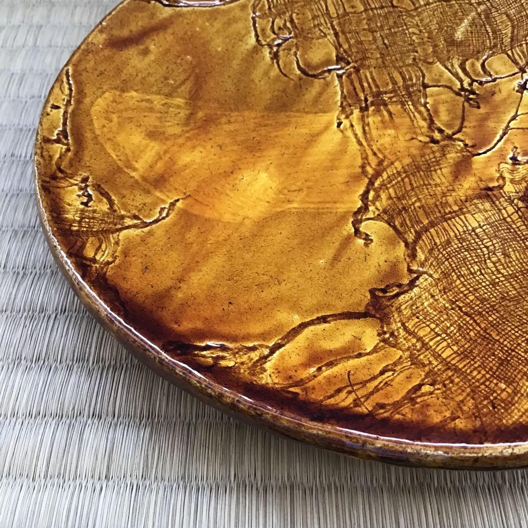 茶道具　飴釉　菓子器　楽焼菓子皿　孤葊(こあん)造　紙箱　S151KZ