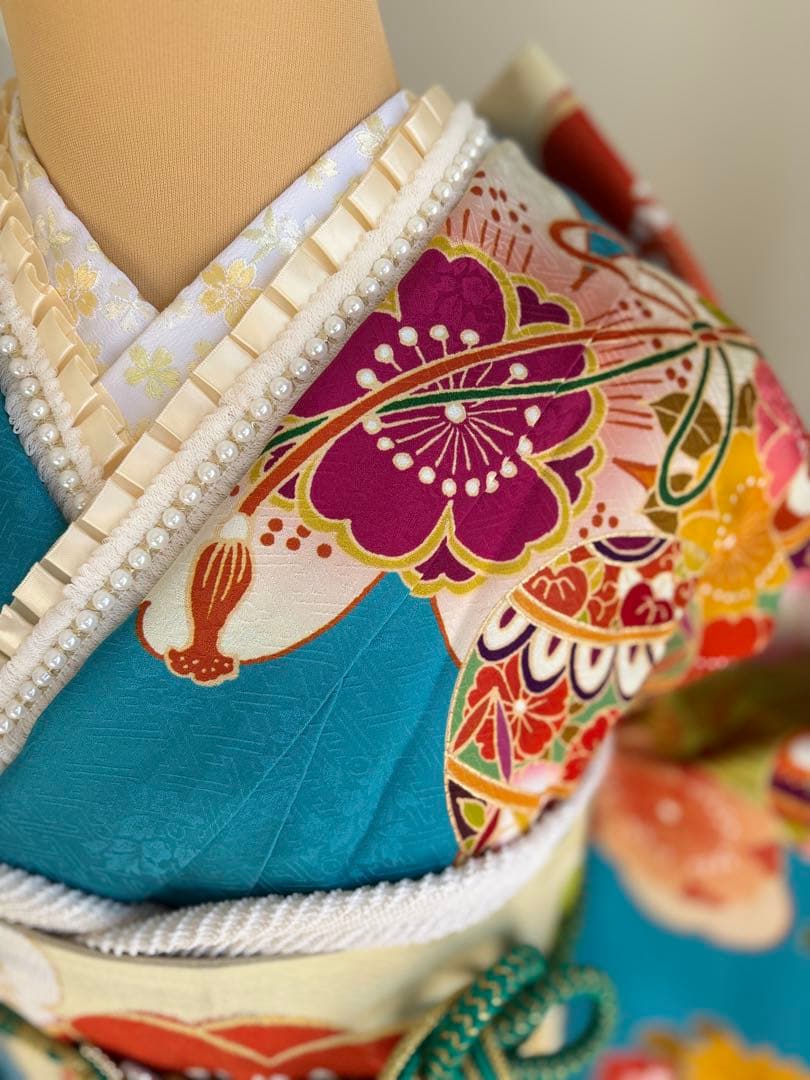 yui ⭐️可愛い！振袖フルセット　正絹振袖　成人式　水色系　最終価格です！