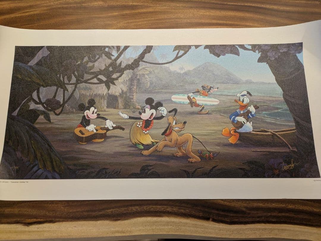 ディズニーハワイアンホリデー絵画ディズニー公認画家ウィリアムサイン入り