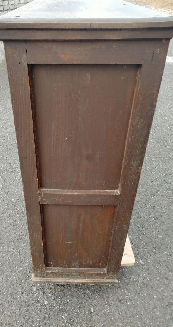 古道具　木製ガラスキャビネット ダークブラウン 2扉