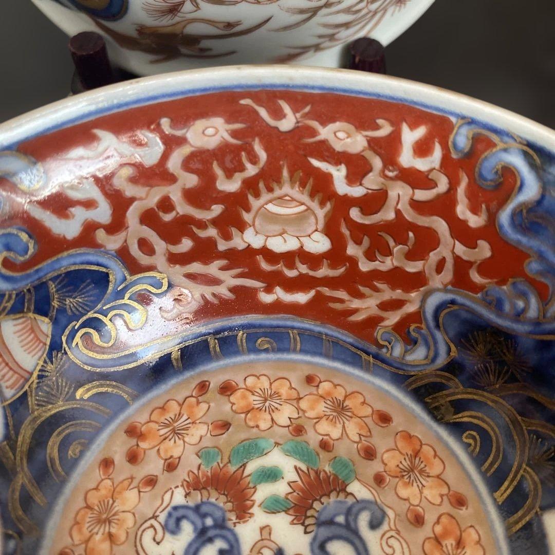 古伊万里　冨貴長春　金蘭手　飯碗　茶碗　江戸期　時代物　四客