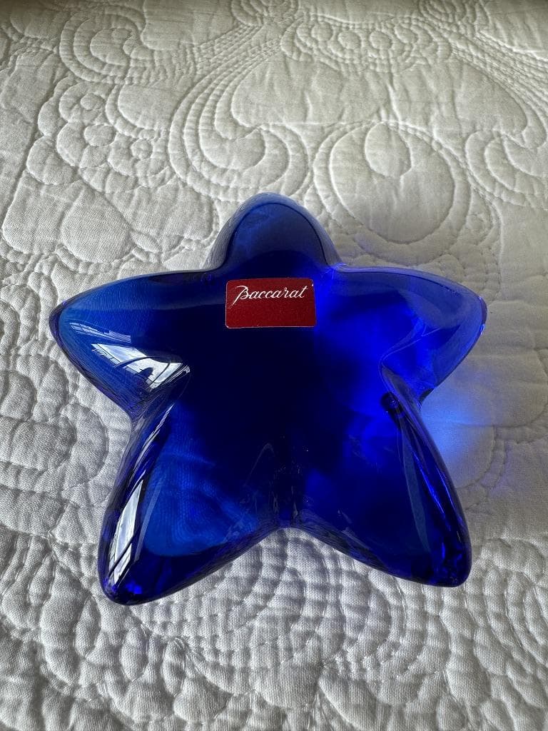 売約済み　バカラ　希少　クリスタル　ペーパーウェイト　青い星　ヒトデ　オブジェ