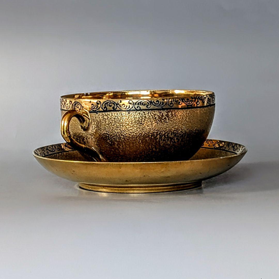 オールドニッポン 大銘品! 金彩エッチング クサラシ技法 カップ＆ソーサー