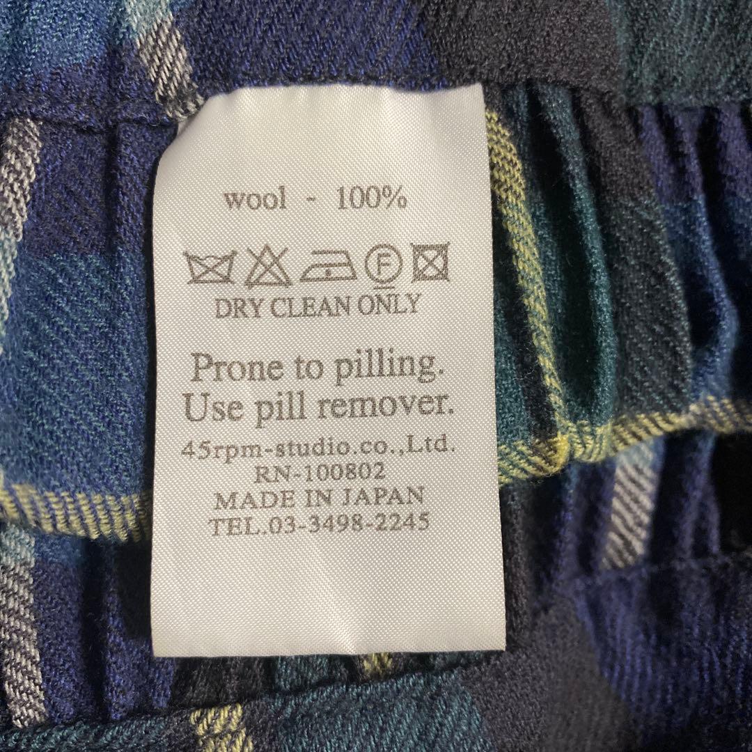 45rpm ウール100% チェック柄プリーツスカート