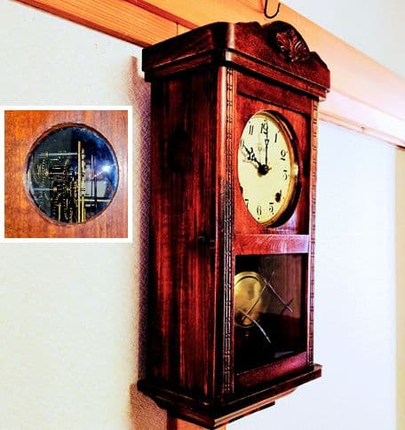 〈完動・美品〉MEIKOSHA時計　LION印 宮型ゼンマイ振り子時計　古時計