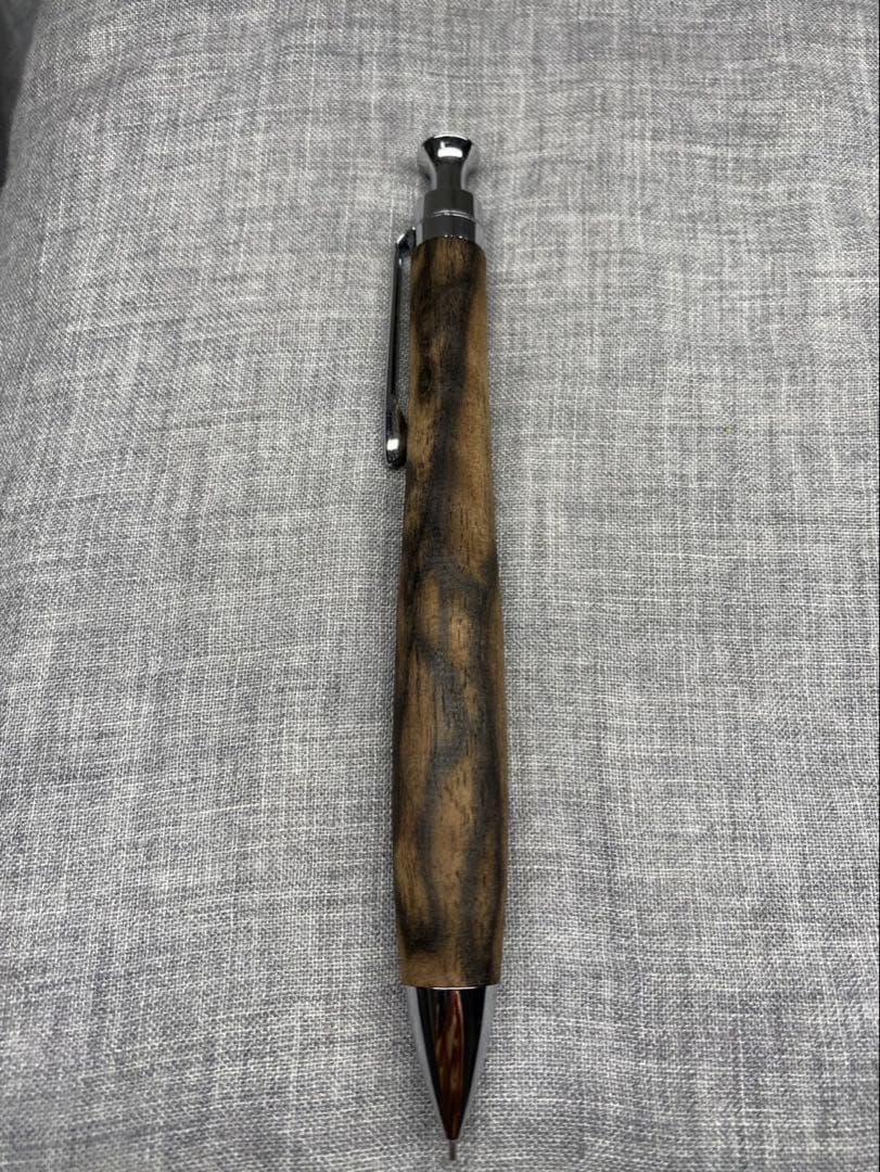 こぶた工房　黒柿　孔雀杢　シャープペン キューブ付。