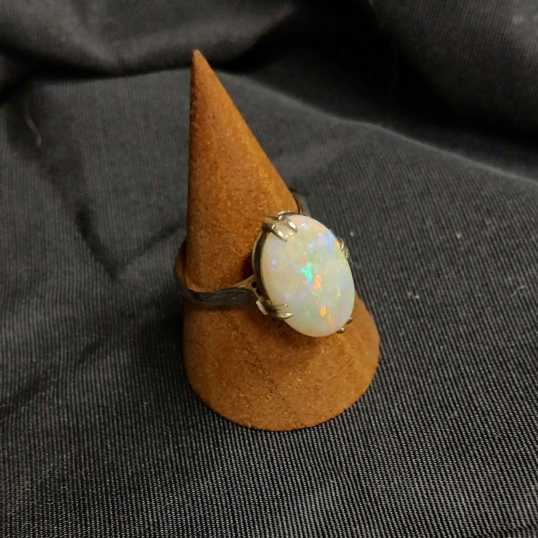 オパールリング◎プラチナpm刻印◎10号昭和レトロ