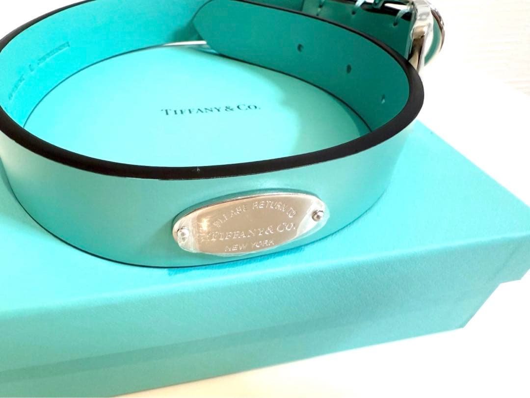 未使用品 Lサイズ⭐️Tiffany ティファニーレザー 犬首輪ドッグカラーペット