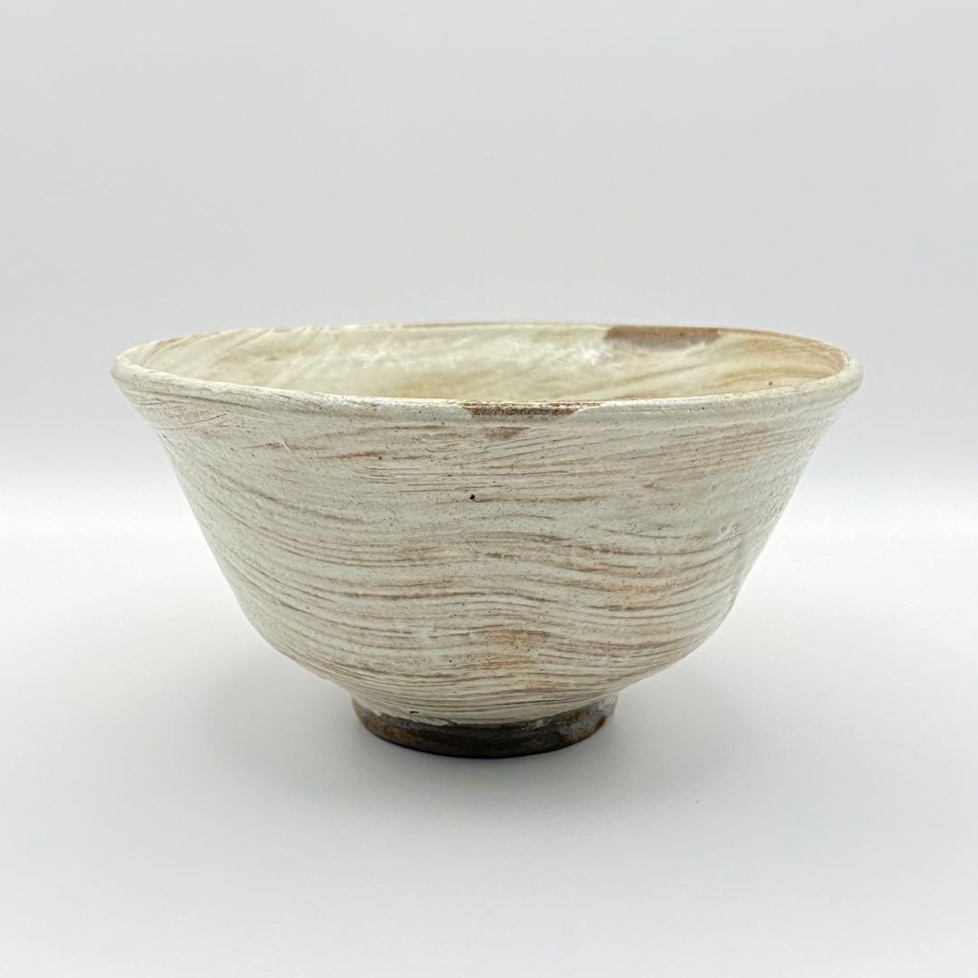 抹茶茶碗 刷毛目　加藤芳右衛門　銘 末廣　共箱入　茶道具　茶盌　茶器　陶芸