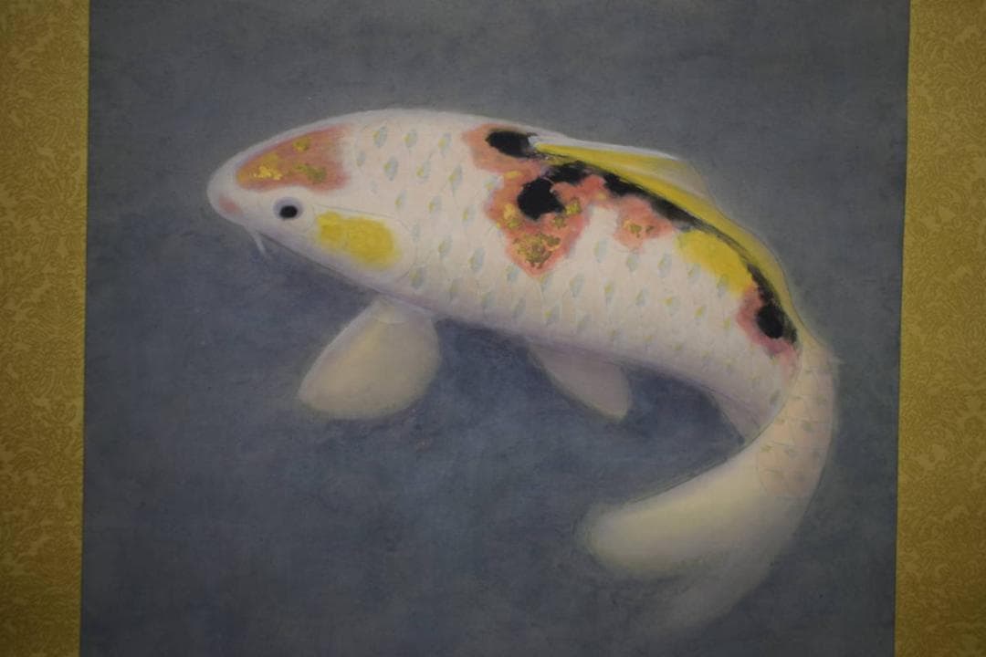 真作/島津華山/鯉図/桐共箱付/布袋屋掛軸HI-938