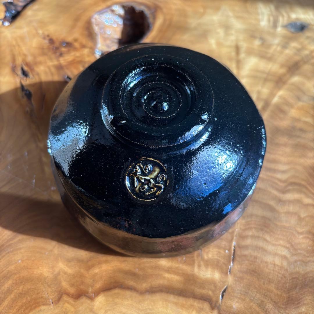 松楽造　黒楽暦茶碗「長月」前大徳　福本積應　抹茶碗　茶道具　共箱(150Ba)