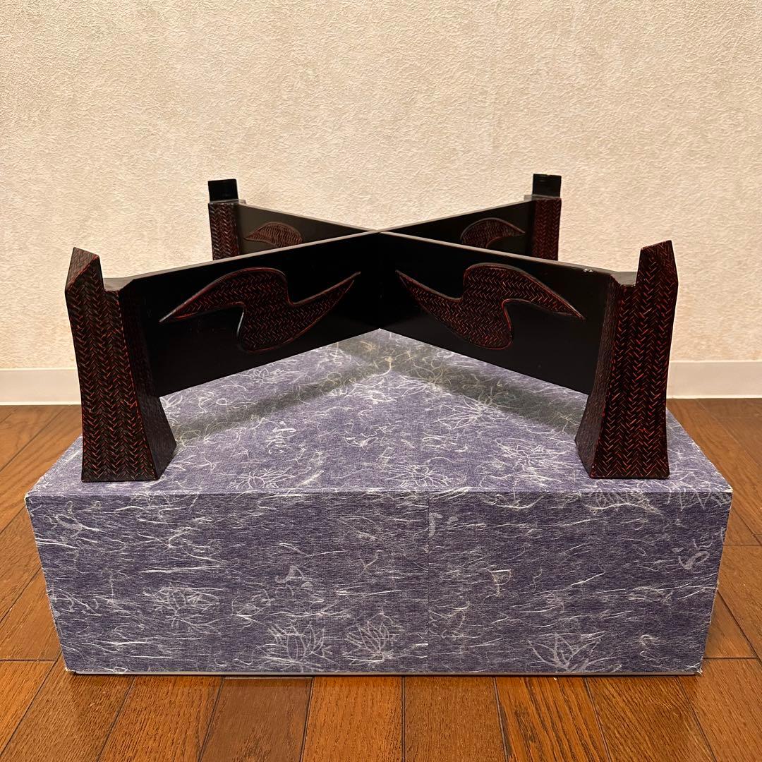 らんたい漆器 久留米 九籃 籃胎漆器 丸テーブル 台付