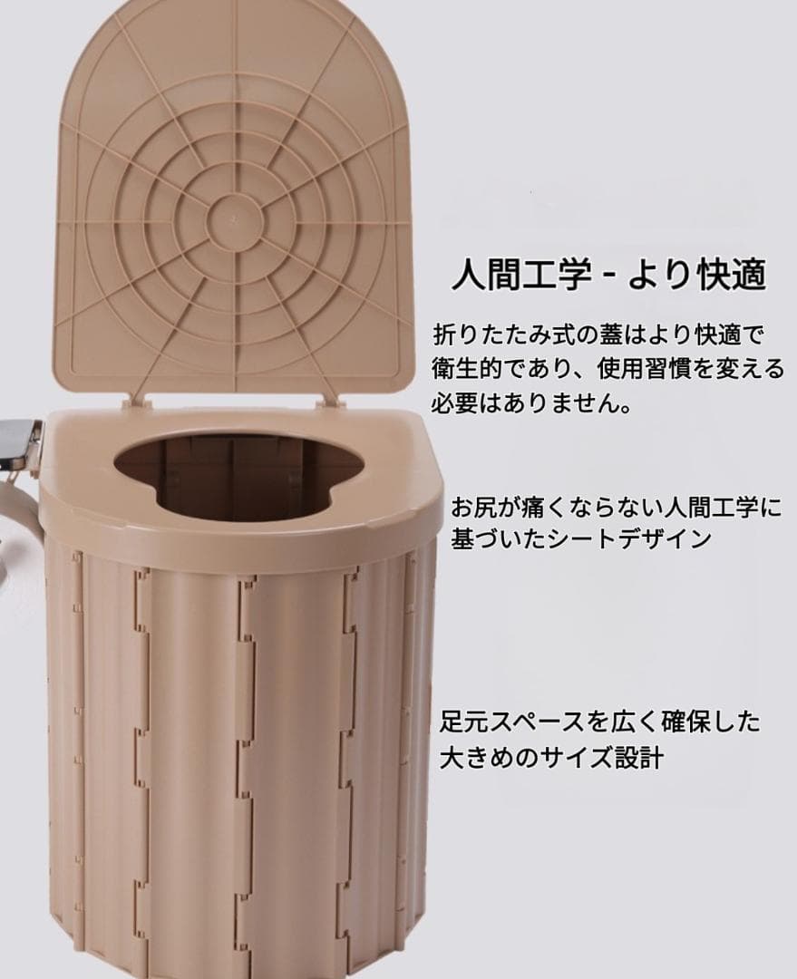携帯トイレ1個 凝固剤10g500個 汚物袋500袋 カーキ 防災グッズ 簡易