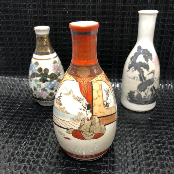 アンティークな古美術◼️美しい古九谷焼など、徳利3点、 花瓶