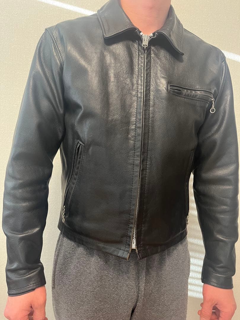 Schott シングル　ライダースジャケット　レザー　ブラック Size38