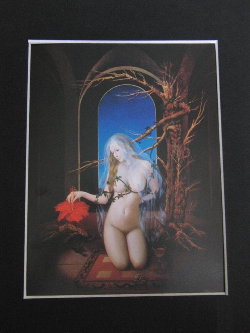 松本匠、【花莉】、希少な額装用画集より、厳選、新品額装、マット額装付、状態良好