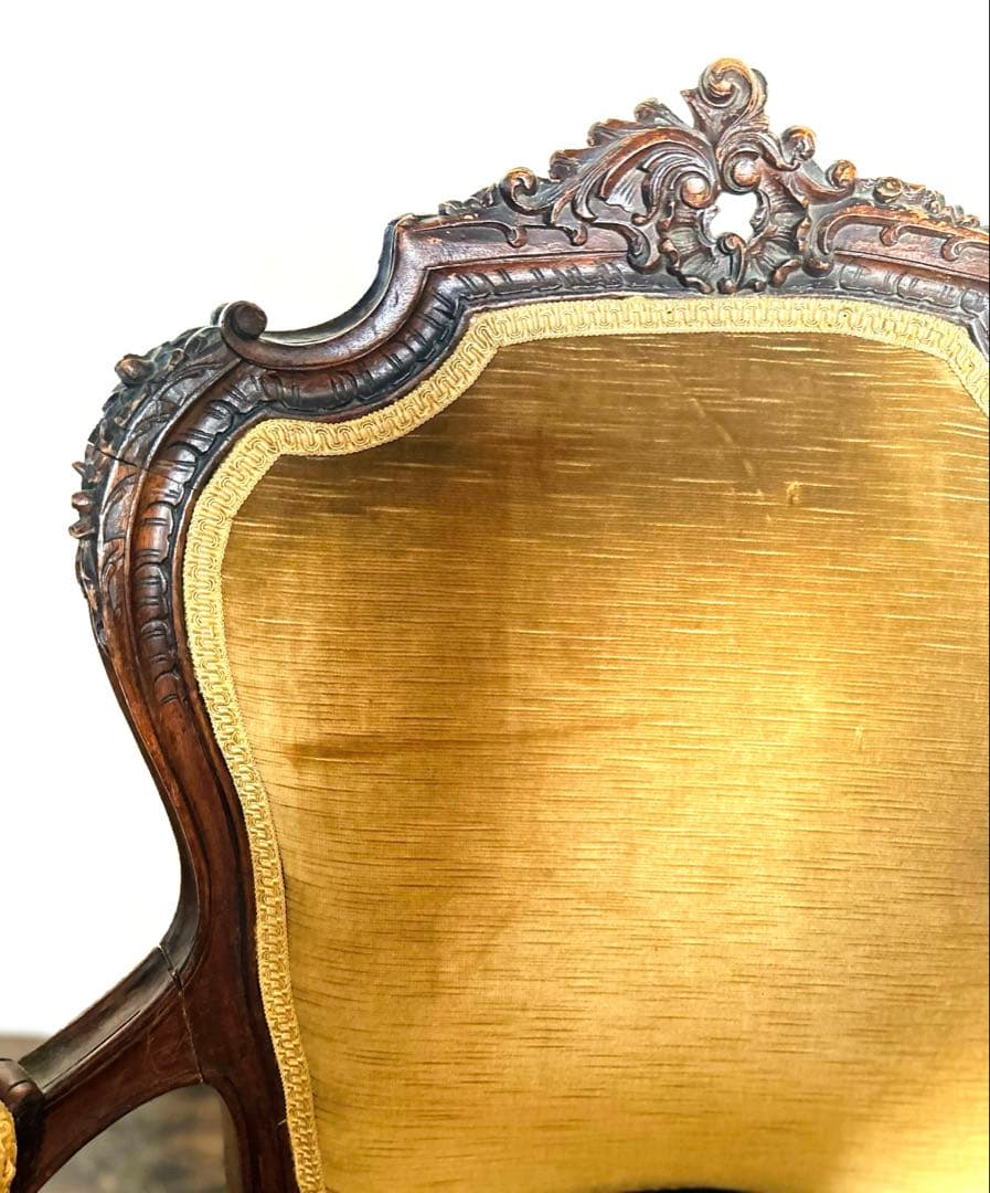 アンティーク アームチェア フランス様式 19世紀末｜修復前 低座