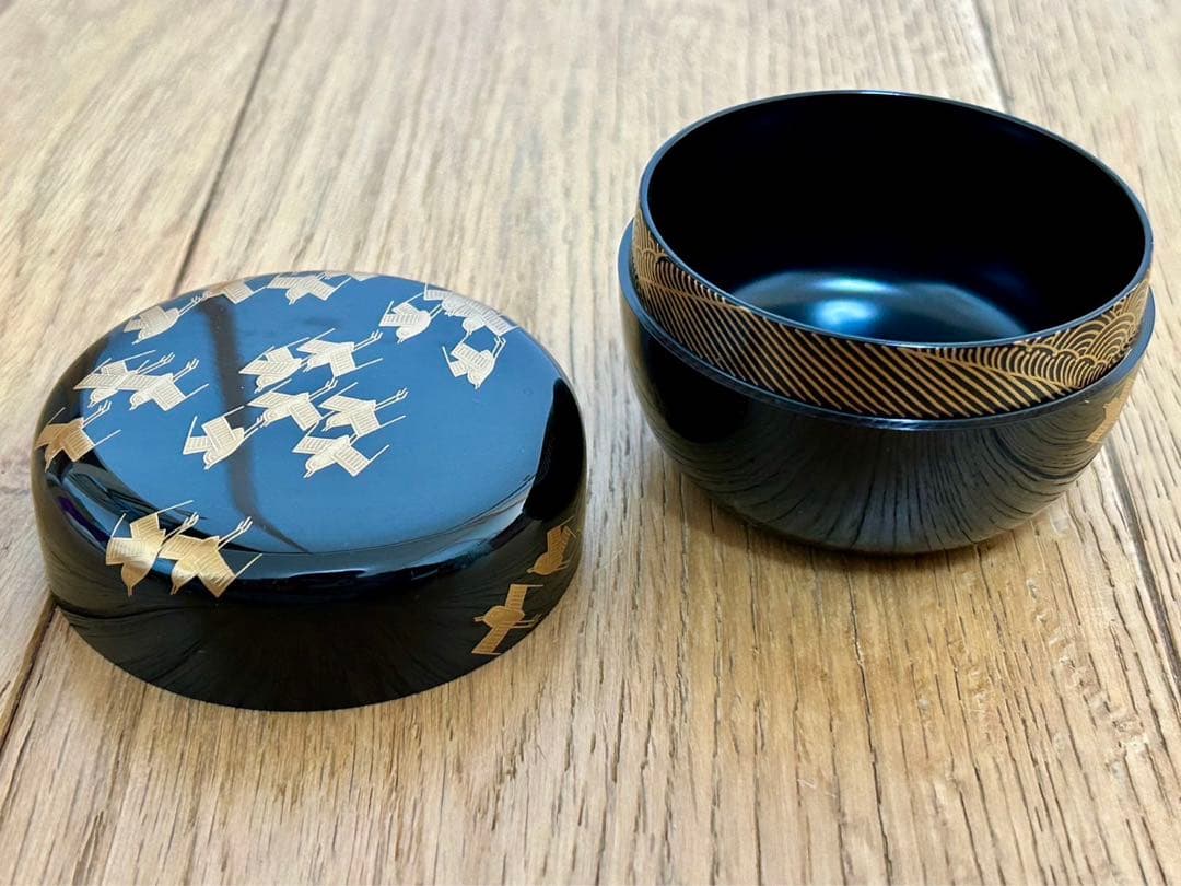 状態良好　田崎昭一郎作品　千鳥蒔絵平棗　天然木　漆器