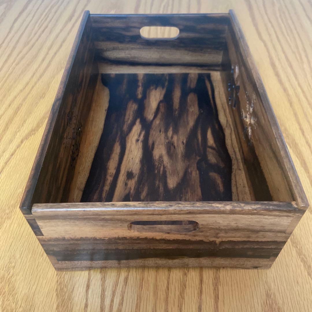 【川本光春】 黒柿 雪花透 莨盆 茶道具 喫煙具