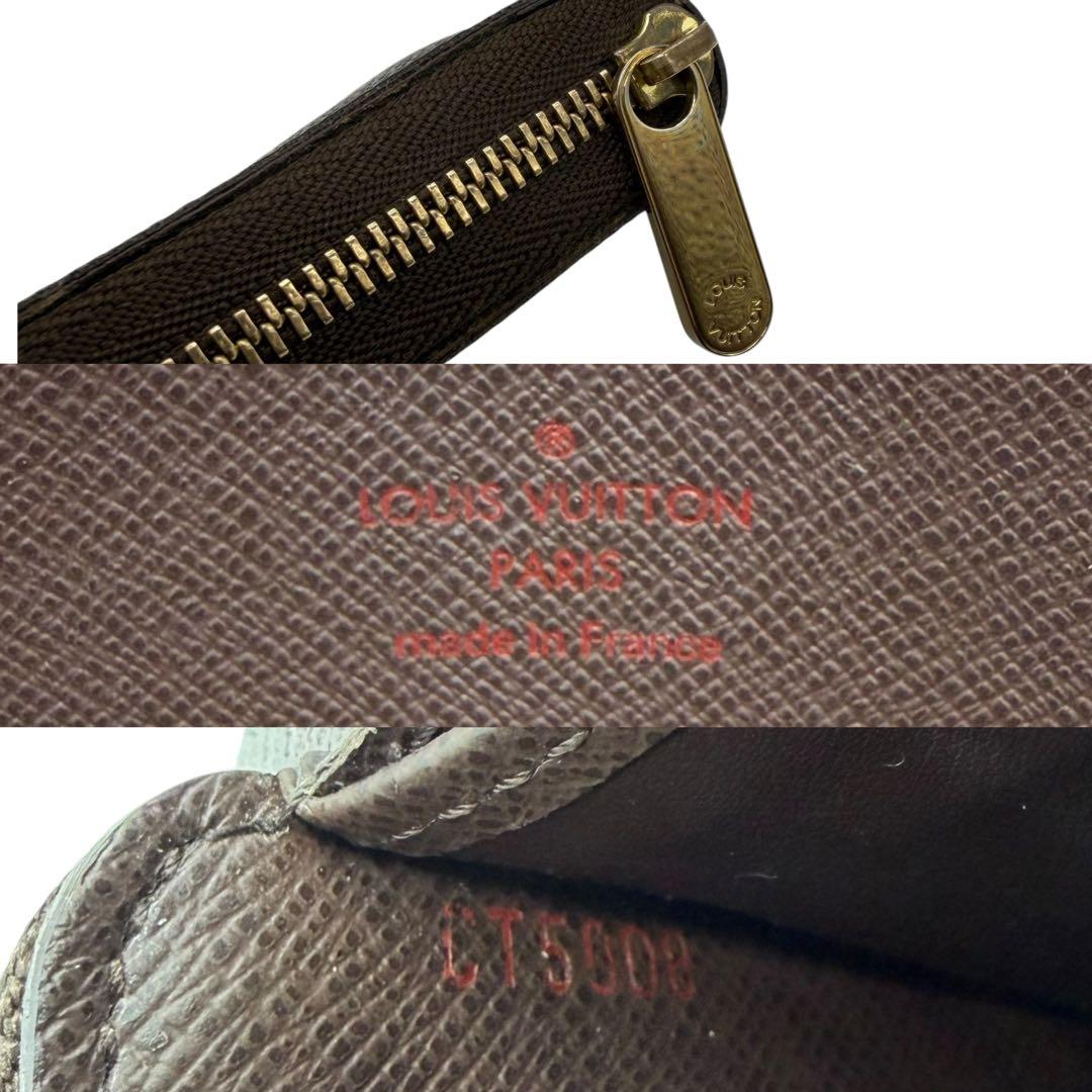 ルイヴィトン　パース　ラウンドファスナー　ダミエ　ブラウン 小銭入れ　茶色