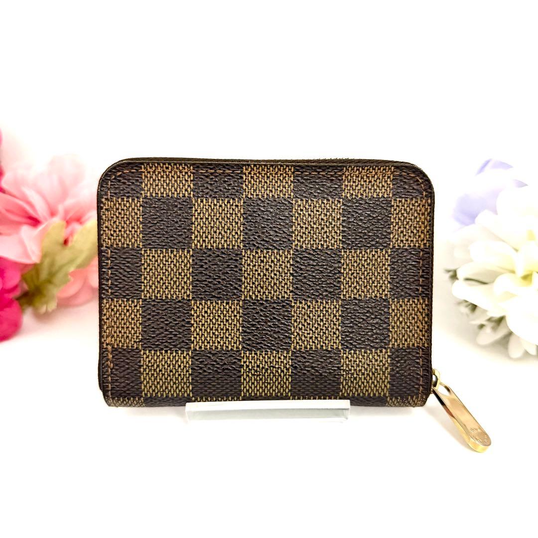 ルイヴィトン　パース　ラウンドファスナー　ダミエ　ブラウン 小銭入れ　茶色