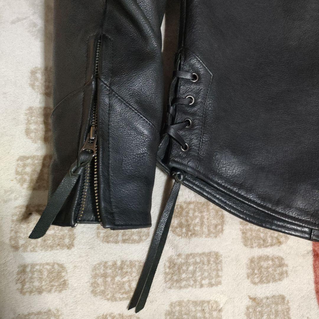 レア　カドヤ　本革レースアップレザージャケット　シャツタイプ　シボ革
