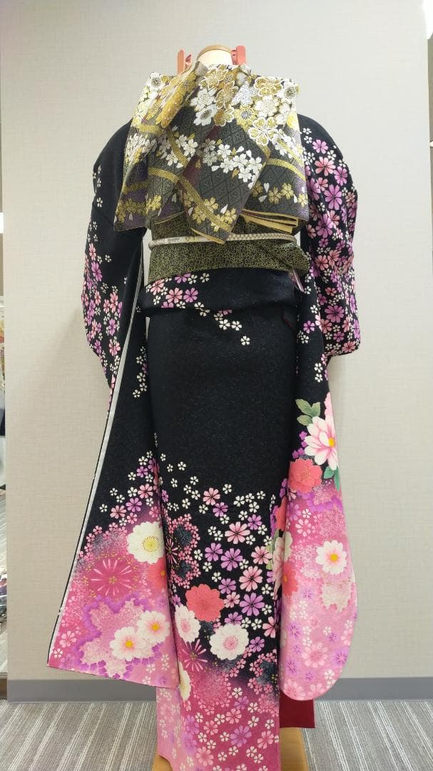 【秀品 美品振袖＋袋帯 2点セット】 74－1034